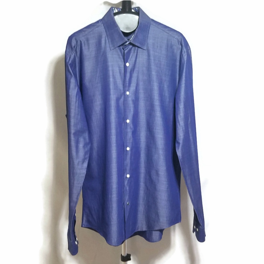 Ben Sherman Shiny Blue Dress Button Down Shirt